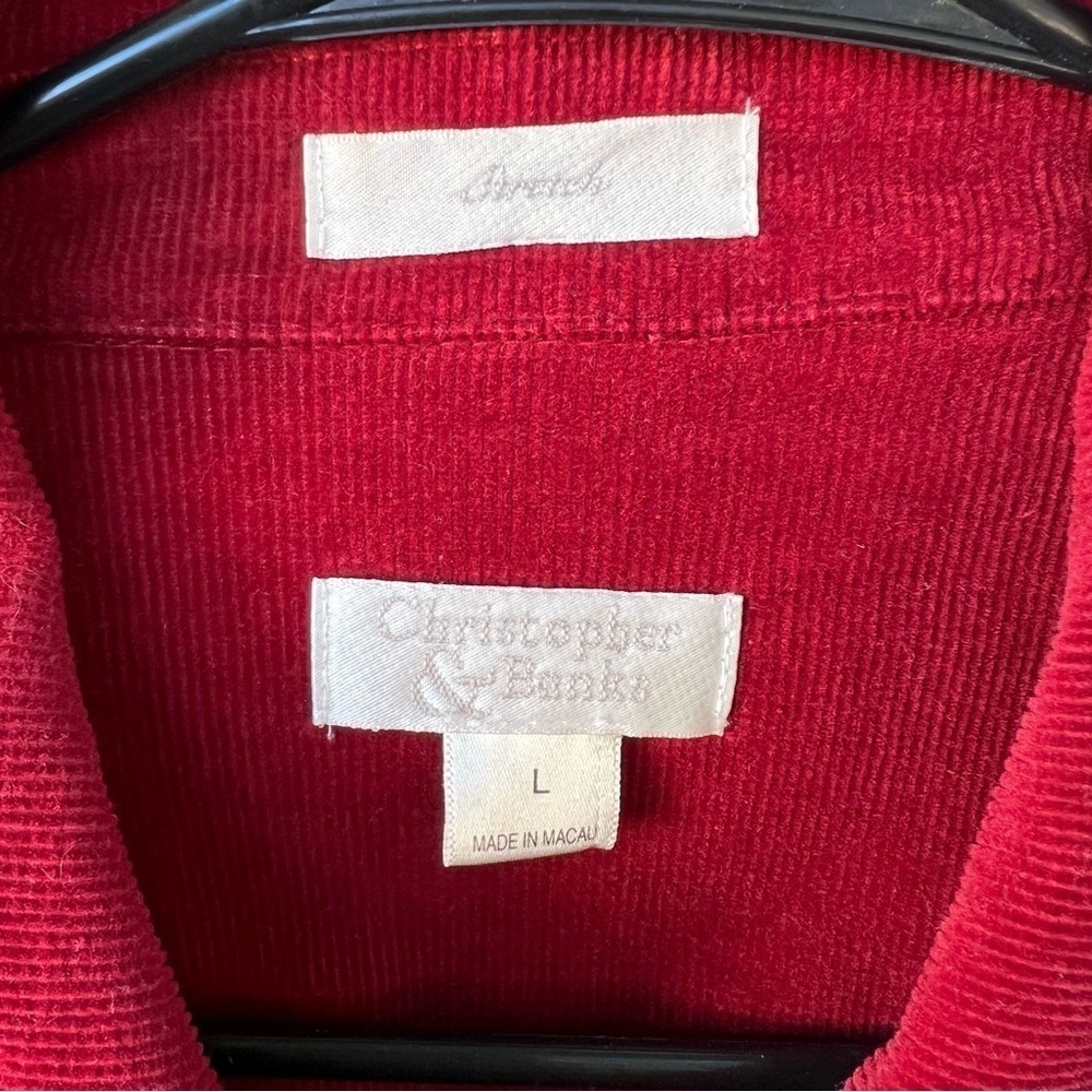 DARK RED STRETCH CORDUROY BUTTON FRONT JACKET SIZE LARGE - Picture 2 of 7